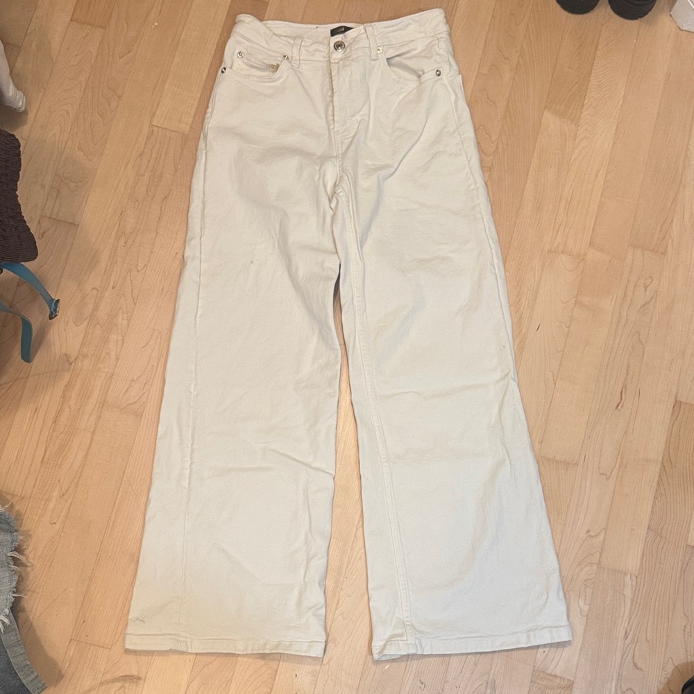 Maje Wide Leg Jeans in Off-White/Cream - 36